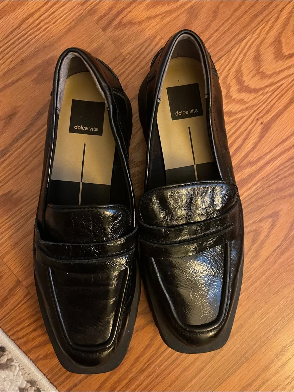 Dolce Vita Black Patent Platform Loafers